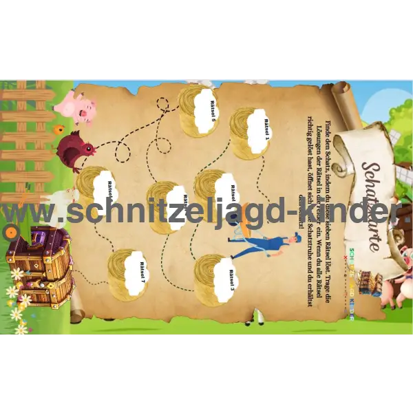 BAUERNHOF SCHNITZELJAGD ZUM AUSDRUCKEN PDF - 6-7 JAHREN-schnitzeljagd