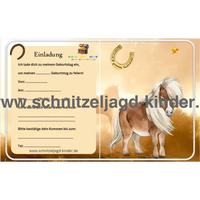 Einladungskarte Pferde Kindergeburtstag Vorlage-schnitzeljagd-kinder