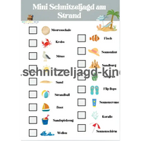 Mini Schnitzeljagd am Strand zum ausdrücken