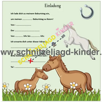 Pferde- Kindergeburtstag -Einladung- vorlage - schnitzeljagd-kinder