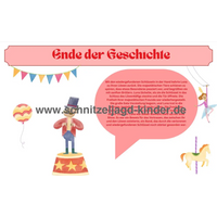 Zirkus-Schnitzeljagd für Kinder (8 Jahre)- SCHNITZELJAGD AUFGABEN ZUM AUSDRUCKEN PDF-schnitzeljagd-kinder