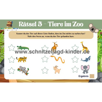 Zooschatzsuche - Zoo Schnitzeljagd zum Ausdrucken