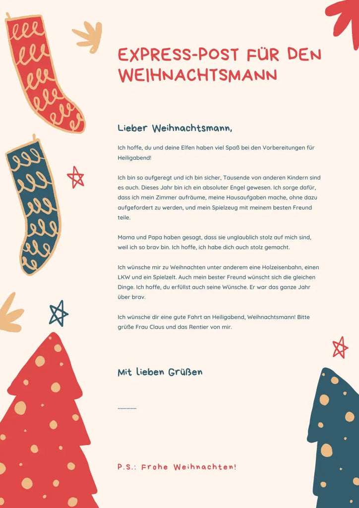 brief an den weihnachtsmann vorlage