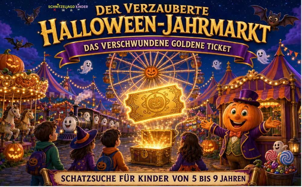 Halloween-Jahrmarkt-Schnitzeljagd zum Ausdrucken