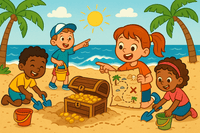 Strandspiele für Kinder - schnitzeljagd-kinder