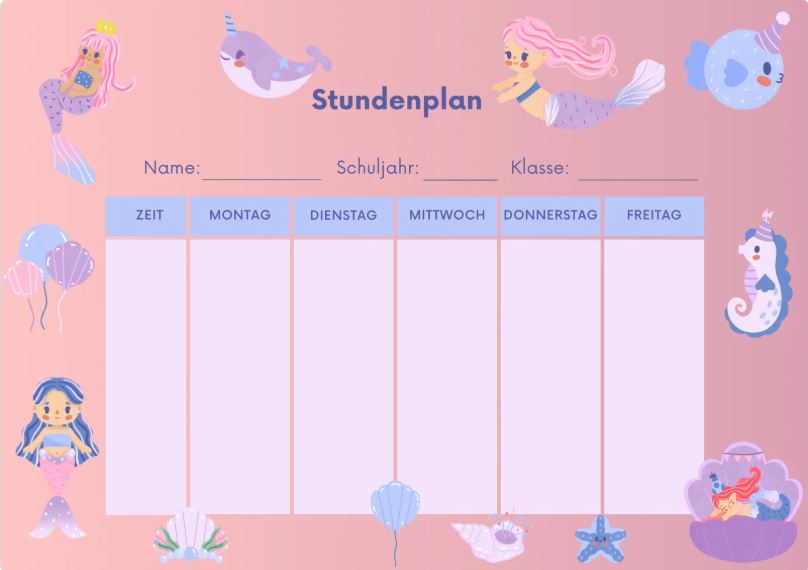 Vorlagen für Stundenpläne