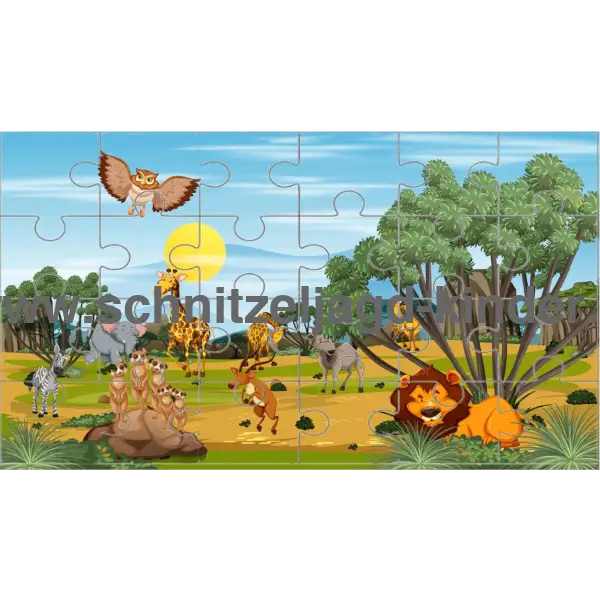 24-TEILIGES PUZZLE ZOO ZUM AUSDRUCKEN-schnitzeljagd-kinder