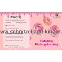 Candy Einladungskarte Für Kindergeburtstag Vorlage zum ausdrucken - schnitzeljagd-kinder