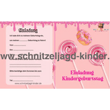 Candy Einladungskarte Für Kindergeburtstag Vorlage zum ausdrucken - schnitzeljagd-kinder
