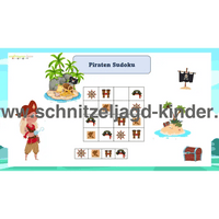 Das Piraten-Sudoku - Sudoku-Rätsel für Kinder zum Ausdrucken. - schnitzeljagd-kinder