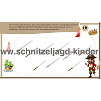 Die Schatzinsel der Piraten und Prinzessinnen SCHNITZELJAGD - SCHATZSUCHE KINDERGEBURTSTAG-6-9 JAHREN - SCHNITZELJAGD AUFGABEN ZUM AUSDRUCKEN PDF - schnitzeljagd-kinder