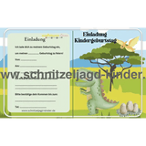 Dinosaurier Einladungskarte Für Kindergeburtstag Vorlage zum ausdrucken - schnitzeljagd-kinder