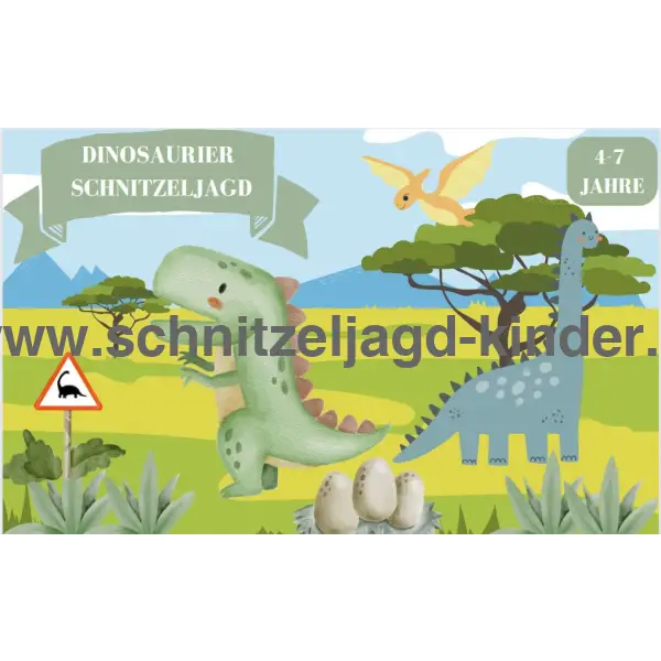 Dinosaurier Schatzsuche - Schnitzeljagd zum Ausdrucken (4-7 Jahre