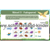 Dinosaurier-Schnitzeljagd - Die Insel der Dinosaurier-5-8 Jahren - Dino schnitzeljagd aufgaben zum ausdrucken pdf - schnitzeljagd-kinder