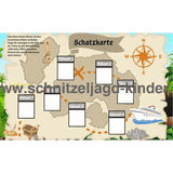 DINOSAURIER-SCHNITZELJAGD - DIE INSEL DER DINOSAURIER-5-8 JAHREN - DINO SCHNITZELJAGD AUFGABEN ZUM AUSDRUCKEN PDF - schnitzeljagd-kinder