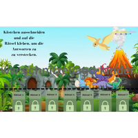 DINOSAURIER-SCHNITZELJAGD - DIE INSEL DER DINOSAURIER-5-8 JAHREN - DINO SCHNITZELJAGD AUFGABEN ZUM AUSDRUCKEN PDF - schnitzeljagd-kinder