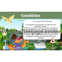 DINOSAURIER-SCHNITZELJAGD - DIE INSEL DER DINOSAURIER-5-8 JAHREN - DINO SCHNITZELJAGD AUFGABEN ZUM AUSDRUCKEN PDF - schnitzeljagd-kinder