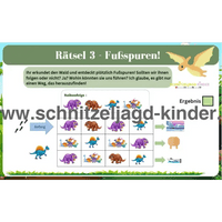 DINOSAURIER-SCHNITZELJAGD - DIE INSEL DER DINOSAURIER-5-8 JAHREN - DINO SCHNITZELJAGD AUFGABEN ZUM AUSDRUCKEN PDF - schnitzeljagd-kinder