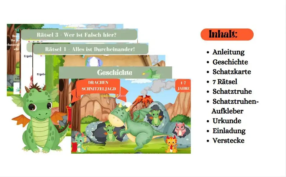 Drachen-Schatzsuche - Schnitzeljagd zum Ausdrucken (4-7 Jahre)
