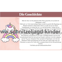 Einhorn Schatzsuche zum Ausdrucken-Schnitzeljagd Aufgaben zum Ausdrucken (PDF) - schnitzeljagd-kinder
