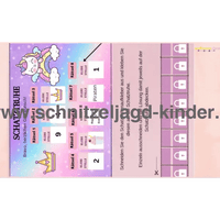 Einhorn Schatzsuche zum Ausdrucken-Schnitzeljagd Aufgaben zum Ausdrucken (PDF) - schnitzeljagd-kinder