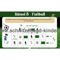 FUSSBALL SCHNITZELJAGD : DER VERLORENE BALL -8-9 JAHRE- SCHNITZELJAGD AUFGABEN ZUM AUSDRUCKEN PD - schnitzeljagd-kinder