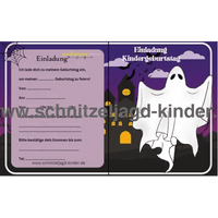 Geister Einladungskarte Für Kindergeburtstag Vorlage zum ausdrucken - schnitzeljagd-kinder