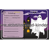 Geister Einladungskarte Für Kindergeburtstag Vorlage zum ausdrucken - schnitzeljagd-kinder