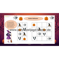 Halloween-Sudoku - Sudoku-Rätsel für Kinder zum Ausdrucken mit dem Thema Halloween.schnitzeljagd-kinder