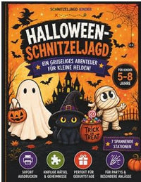Halloween-Schnitzeljagd „Das mysteriöse Verschwinden" – Fertig gedrucktes Buch für Kinder von 5–8 Jahren