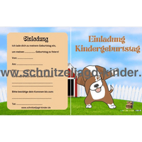 Hunde Einladungskarte Für Kindergeburtstag Vorlage zum ausdrucken (1 kopie) - schnitzeljagd-kinder