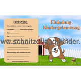 Hunde Einladungskarte Für Kindergeburtstag Vorlage zum ausdrucken (1 kopie) - schnitzeljagd-kinder