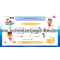 KLEINE SCHNITZELJAGD AM STRAND - FERTIGE SCHATZSUCHE ZUM AUSDRUCKEN KOSTENLOS - schnitzeljagd-kinder