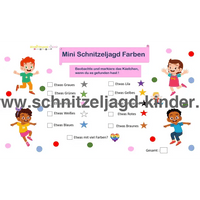KLEINE SCHNITZELJAGD FARBEN - FERTIGE SCHATZSUCHE ZUM AUSDRUCKEN KOSTENLOS - schnitzeljagd-kinder