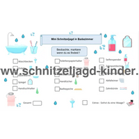 KLEINE SCHNITZELJAGD IM BADEZIMMER - FERTIGE SCHATZSUCHE ZUM AUSDRUCKEN KOSTENLOS - schnitzeljagd-kinder