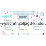 KLEINE SCHNITZELJAGD IM BADEZIMMER - FERTIGE SCHATZSUCHE ZUM AUSDRUCKEN KOSTENLOS - schnitzeljagd-kinder
