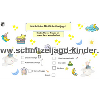 KLEINE SCHNITZELJAGD IN DER NACHT - FERTIGE SCHATZSUCHE ZUM AUSDRUCKEN KOSTENLOS - schnitzeljagd-kinder