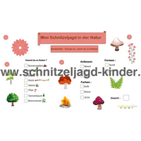 KLEINE SCHNITZELJAGD IN DER NATUR - FERTIGE SCHATZSUCHE ZUM AUSDRUCKEN KOSTENLOS - schnitzeljagd-kinder
