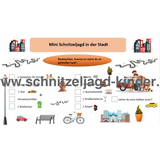 KLEINE SCHNITZELJAGD IN DER STADT - FERTIGE SCHATZSUCHE ZUM AUSDRUCKEN KOSTENLOS - schnitzeljagd-kinder
