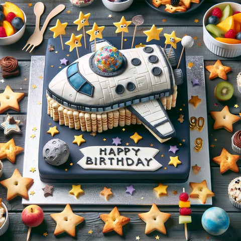 kreativ- gestaltetes- Essen- und- einen- Kuchen- für- eine -Kindergeburtstagsparty