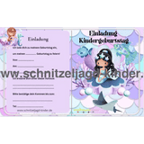 Meerjungfrau Einladungskarte Für Kindergeburtstag Vorlage zum ausdrucken - schnitzeljagd-kinder