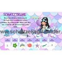 Meerjungfrau-Schatzsuche-Schnitzeljagd Aufgaben zum Ausdrucken (PDF) - schnitzeljagd-kinder