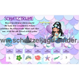 Meerjungfrau-Schatzsuche-Schnitzeljagd Aufgaben zum Ausdrucken (PDF) - schnitzeljagd-kinder