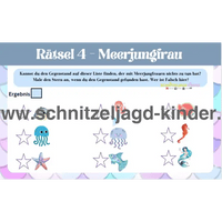 Meerjungfrau-Schatzsuche-Schnitzeljagd Aufgaben zum Ausdrucken (PDF) - schnitzeljagd-kinder