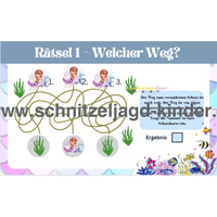 Meerjungfrau-Schatzsuche-Schnitzeljagd Aufgaben zum Ausdrucken (PDF) - schnitzeljagd-kinder