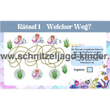 Meerjungfrau-Schatzsuche-Schnitzeljagd Aufgaben zum Ausdrucken (PDF) - schnitzeljagd-kinder