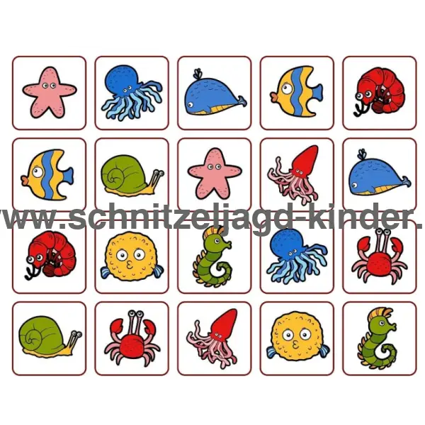 Memory-Spiel zum Thema Meer: 3 Vorlagen zum kostenlosen Ausdrucken
