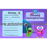 Monster Einladungskarte Für Kindergeburtstag Vorlage zum ausdrucken - schnitzeljagd-kinder
