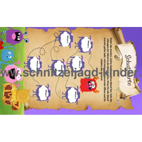 Monster Schnitzeljgad zum ausdrucken- Monster schatzsuche für kinder von 5-8 jahren - schnitzeljagd-kinder
