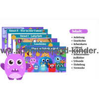 Monster Schnitzeljgad zum ausdrucken- Monster schatzsuche für kinder von 5-8 jahren - schnitzeljagd-kinder